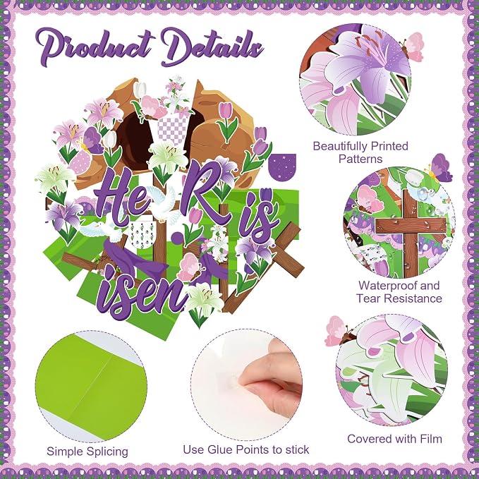 Supervitae 86 Pcs Christian Easter Bulletin Board Decorations Set Religious - Image 3