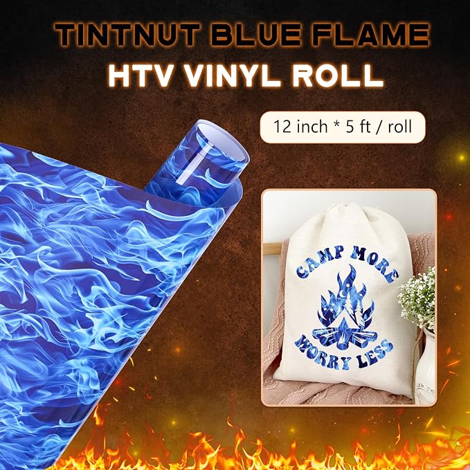 Tintnut Blue Flame Heat Transfer Vinyl Roll, stretch washable, suitable - Image 2