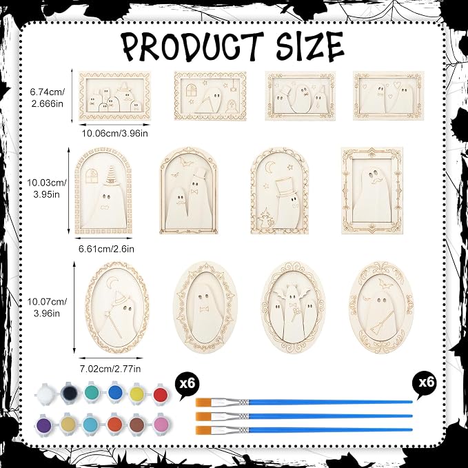 Simgoing 12 Set Wood Ghost DIY Frames Decorating Craft - Image 2