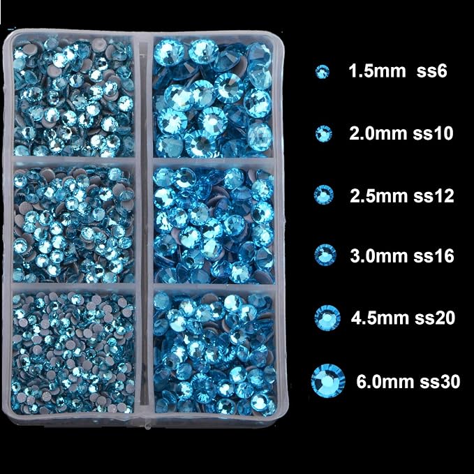 4000pcs Mixed Size Hot Fix Round Crystals Gems Glass Stones Hotfix Flat Back - Image 3