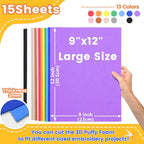 New brothread - 16 Options- 15PCS Embroidery Puffy Foam 9″x12″ Large Size 3MM - Image 2