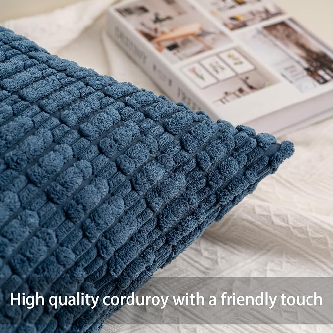Aegero Pack of 2 Corduroy Decorative Throw Pillow Covers 20x20 InchSoft Boho - Image 2