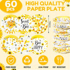 Funnymoom 60 Pcs 7 Inch Honey Bee Paper Plates Bee Happy Shower Tableware - Image 2