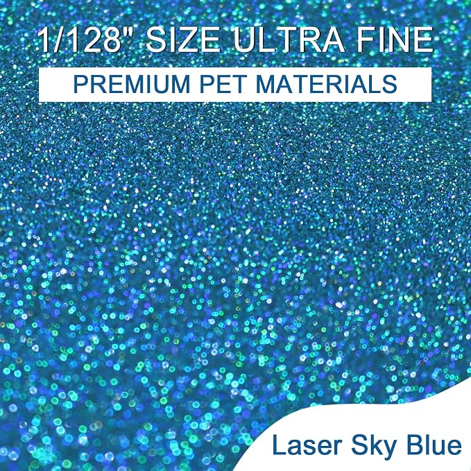 Ceya 3.8oz/ 110g Holographic Ultra Fine Glitter Powder Laser Sky Blue Glitter - Image 2