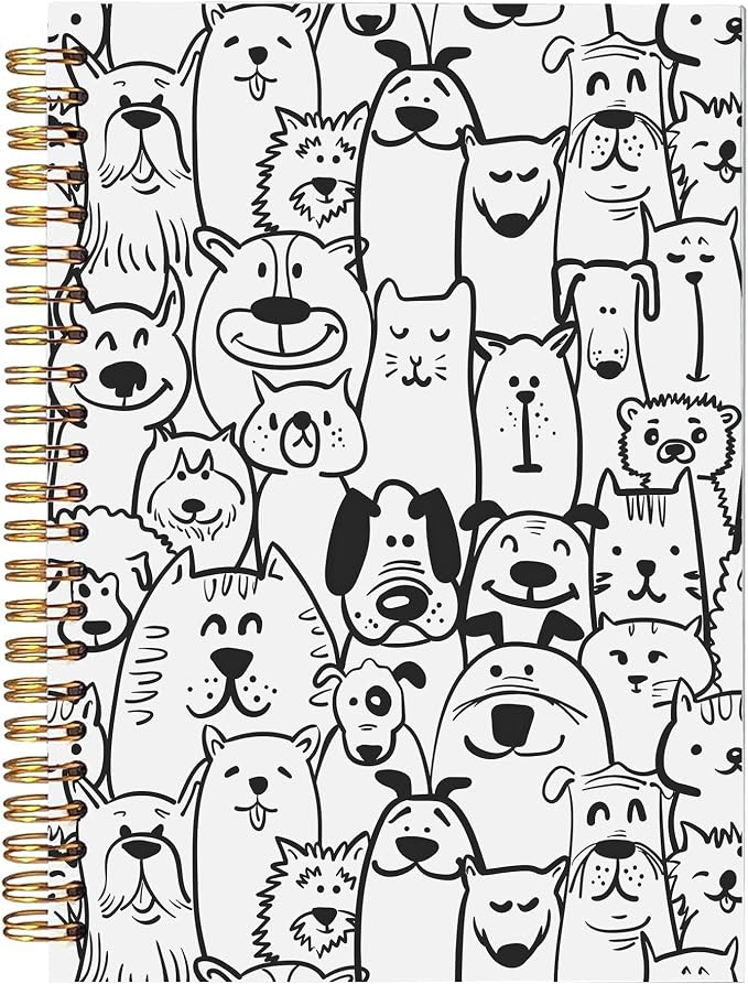 Cute Dog Spiral Notebook, Dog Lovers Mom Dad Gifts Journal, Funny Black and by bitkan