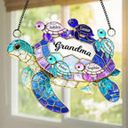 Grandma's Little Turtle Broken Glass Hologram Ornament, Personalized Grandma - Image 4