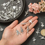 DanLingJewelry 100Pcs 10 Styles Antique Silver Ballet Dancer Charms Ballet - Image 3
