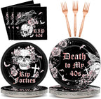 Qyeahkj 100 Pcs 50th Birthday Party Supplies Death to My 40s Paper Plates and by Qyeahkj