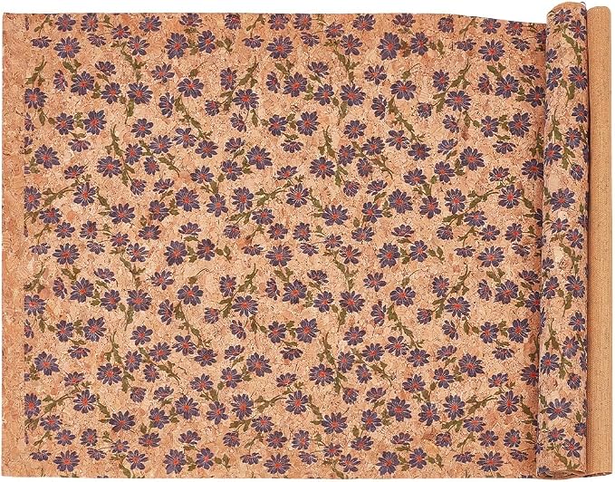 1.51 Yards 12.99 Inch Camel Synthetic Cork Leather Fabrics by the Yard Flowers - Image 7