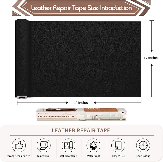 KING MOUNTAIN Leather Repair Patch, 12 x 60 Inches self Adhesive Leather Repair - Image 4