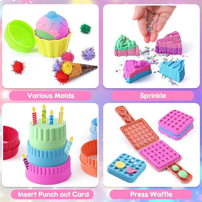 Golray Ice Cream Sensory Bin for Girls, Play Sand Art Kit - Image 4