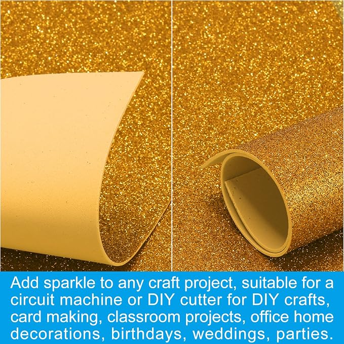 PATIKIL Golden Shiny EVA Glitter Foam Sheet 11.8 x 7.9 Inch 2mm Thick Sparkle - Image 5
