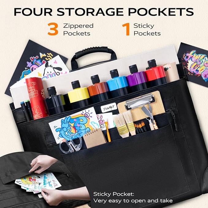 JusArt Art Portfolio Bag, 24x36 Foldable Light Weight Portfolio Folder Case - Image 5