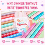 Tintnut Candy Color Heat Transfer Vinyl, 24 Sheets 12×10in Iron on Vinyl | - Image 2