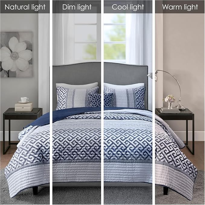 Madison Park Quilt Set Luxurious Jacquard Stripes Design - Image 2