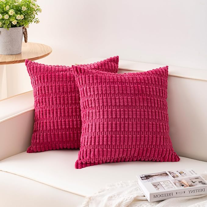 Aegero Pack of 2 Corduroy Decorative Throw Pillow Covers 24x24 Inch Soft by Unknown