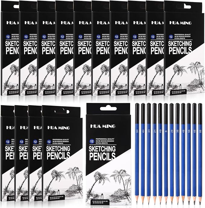Humyoun 180 Pcs Graphite Sketch Pencil Set Professional Drawing Pencils by Humyoun