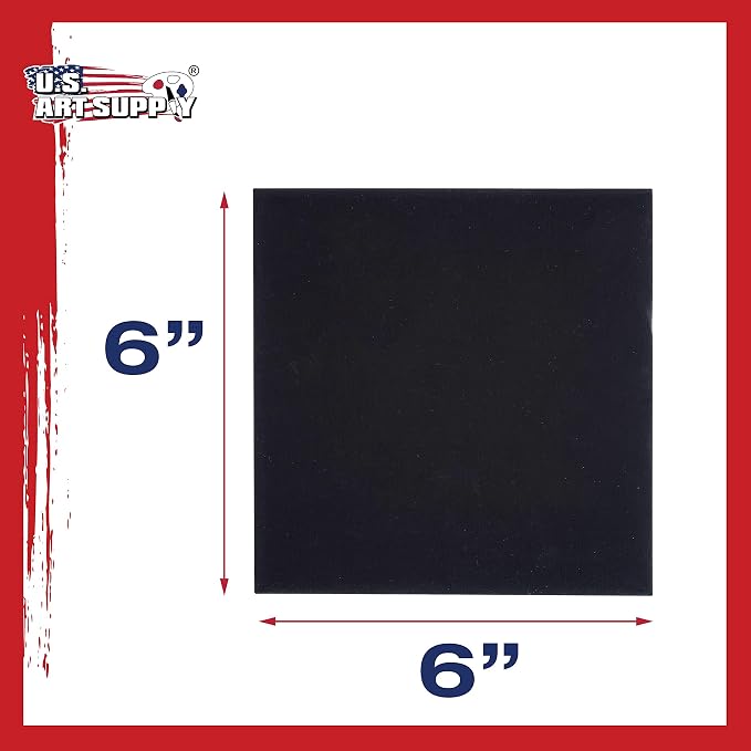 U.S. Art Supply 6 X 6 Inch Black Art Canvas Board Panels 6 Pack - Image 3
