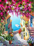 WUDWL Diamond Art Kits for Adults Beginner, Seaside Town DIY Modern Diamond by WUDWL