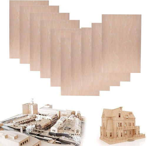 10 Pack Basswood Sheet, 1/16 X 8 X 12 Inch Thin Plywood Wood Sheets by TDOCK