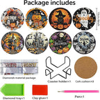8 PCS Halloween Diamond Art Coasters Kits Diamond Painting Coaster | Diamond - Image 2