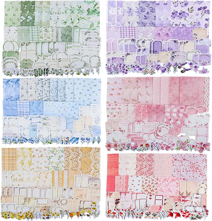 BESARME 480 Pcs Floral Scrapbook Paper Junk Journal Stickers Supplies 6 Spring by BESARME