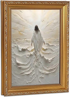 Vintage Gold Framed Jesus Wall Art Abstract Jesus Walking on Water Christian by Unknown