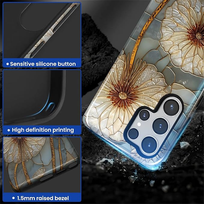 for Samsung Galaxy S25 Ultra Case, Dandelion Stained Glass Pattern Glossy 2 in - Image 4