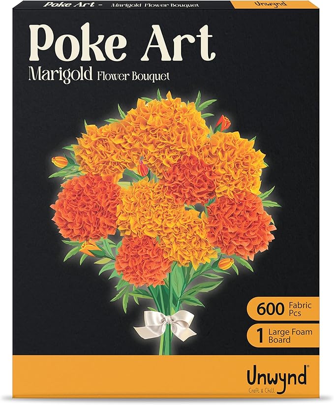 Unwynd Poke Art Marigold Flower Bouquet | Mess-Free Arts and Crafts by Unwynd