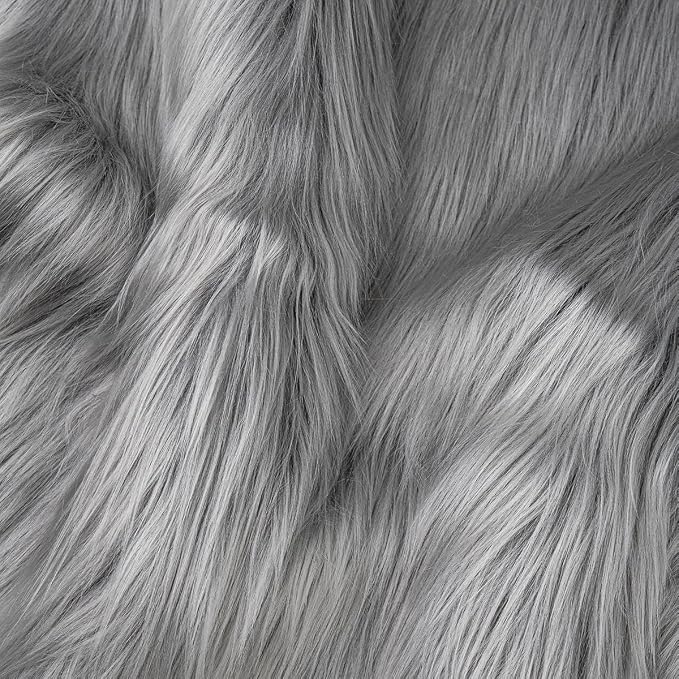Gray Faux Fur Fabric by The Yard by Qidkeo