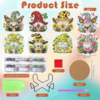 ijbnhd 8 PCS Diamond Art Coasters Gnomes Diamond Painting Coasters | Diamond - Image 3