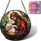 Christian Jesus Acrylic Suncatcher Faux Stained Glass Window Hanging 7.8" | by Unknown