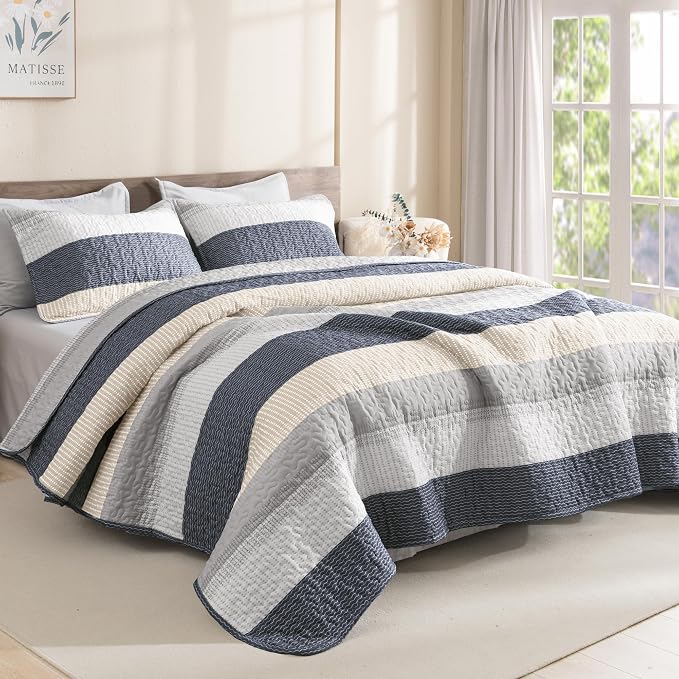 Litanika California King Quilt Set Blue and Yellow by Litanika