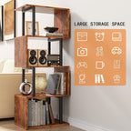 Furologee 5 Tier Bookshelf, S Shaped Geometric Bookcase, Narrow Freestanding - Image 5