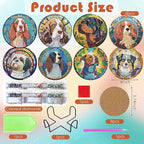 ijbnhd 8 PCS Dog Diamond Art Coasters Kit Diamond Painting Coasters | Dog - Image 3