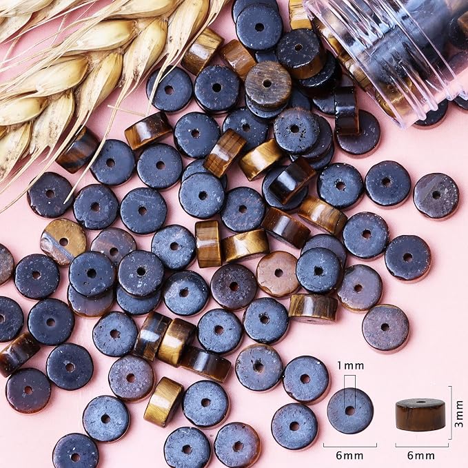 Natural Stone Heishi Beads for Necklace Making, 4 mm x 6 mm Small Flat Round - Image 6