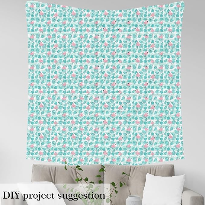 Pink Flamingo Fabric by The Yard, Tropical Palm Leaves Flannel Polyester Fabric - Image 4