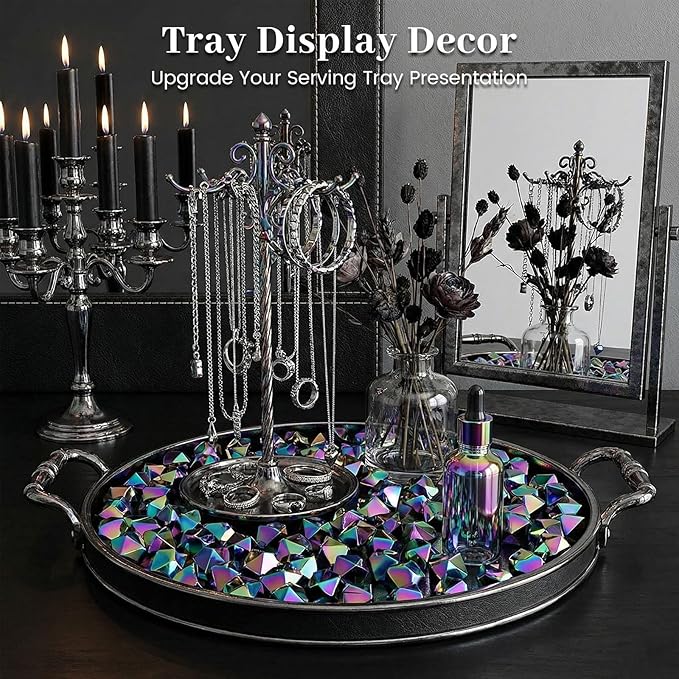DomeStar 150PCS Iridescent Black Fake Ice, Acrylic Gems Crystals Black Rocks - Image 5