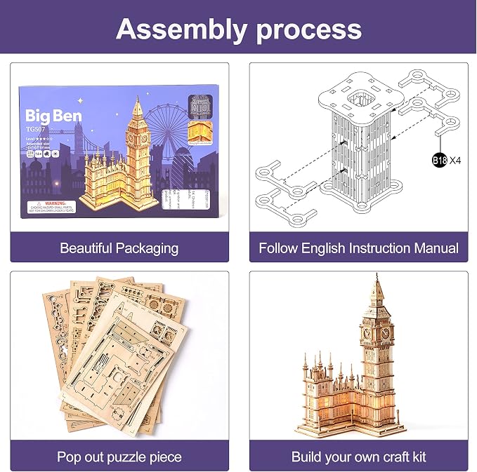 Rowood 3D Puzzles for Adults Wooden Model Kit Adult Craft Kit Gifts for Age 14+ - Image 5