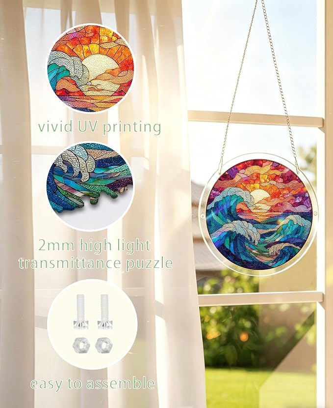 Acrylic Puzzle Suncatcher, Faux Stained Glass Sea Sun Catcher - Image 7