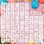 72 Pcs Easter Day Stencils for Painting Set, Reusable Eggs Rabbit Carrot Cute by atydkug