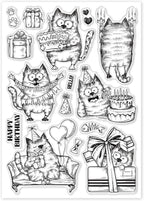 GLOBLELAND 8.3×5.8in Birthday Cats Animal Clear Stamp Sofa Cat Birthday Cake - Image 8