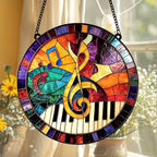 Music Teacher Acrylic Suncatcher Treble Clef Faux Stained Glass Window Hanging - Image 3
