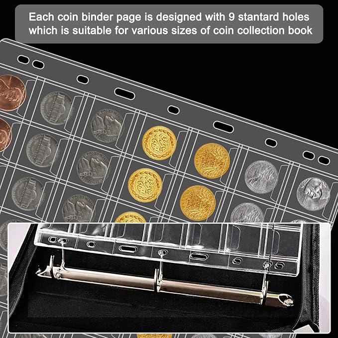 42 Pocket Coin Pages for Collectors, 10 Sheets Coins Sleeves Coin Holders Stamp - Image 4