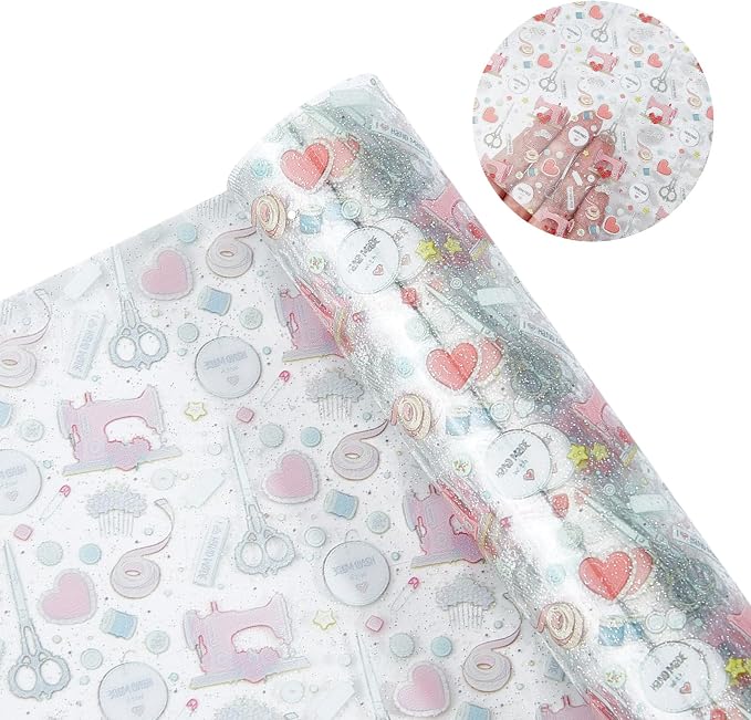 Printed TPU Jelly Faux Leather Fabrics, 11.8 x 47.2 Inch Clear TPU Vinyl Sheets - Image 3