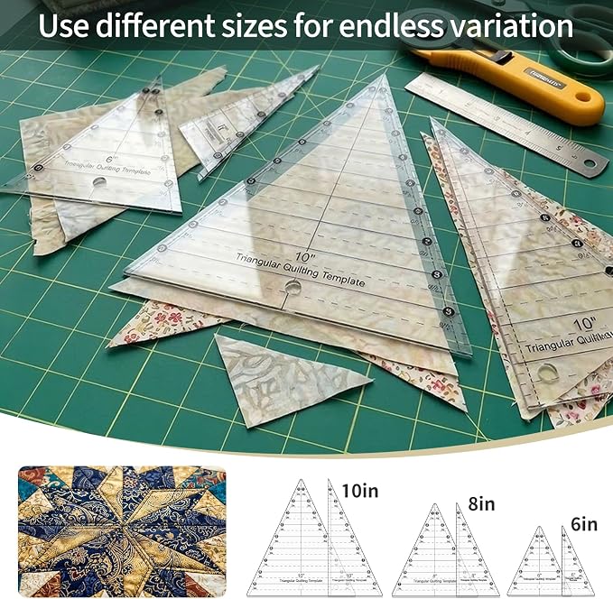 6 Pcs Tall Triangle Acrylic Quilting Templates Set - Image 4