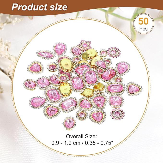 PATIKIL Sew on Rhinestones Crystals, Light Pink - Image 2