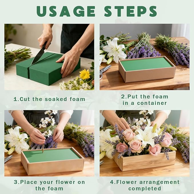 Prashent 3 Pcs Large Floral Foam Blocks, Wet & Dry Green Foam - Image 2