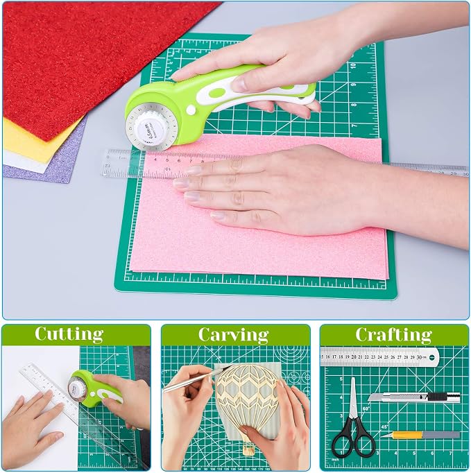 Rotary Cutter Set, Audab Self Healing Sewing Mats Rotary Cutter and Mat 45mm - Image 2