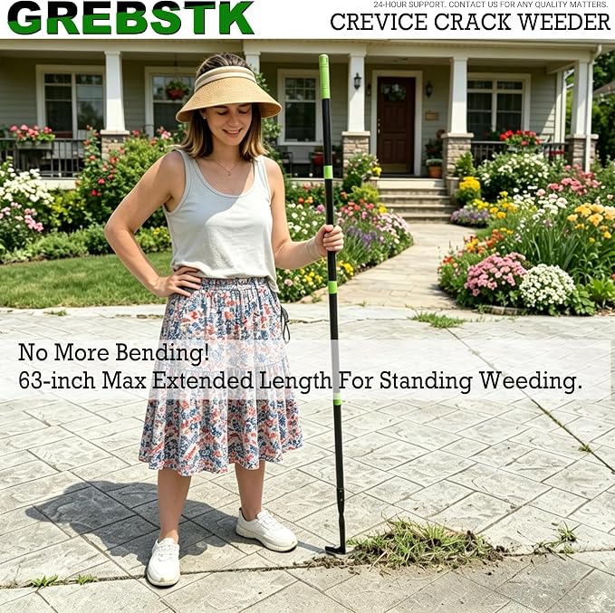 GREBSTK Crack Weeder Crevice Weeding Stainless Steel Tool Adjustable, 63 in | - Image 4